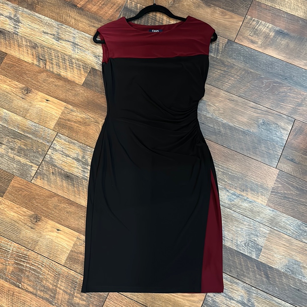 Chaps Black & Maroon Dress Sz Small
